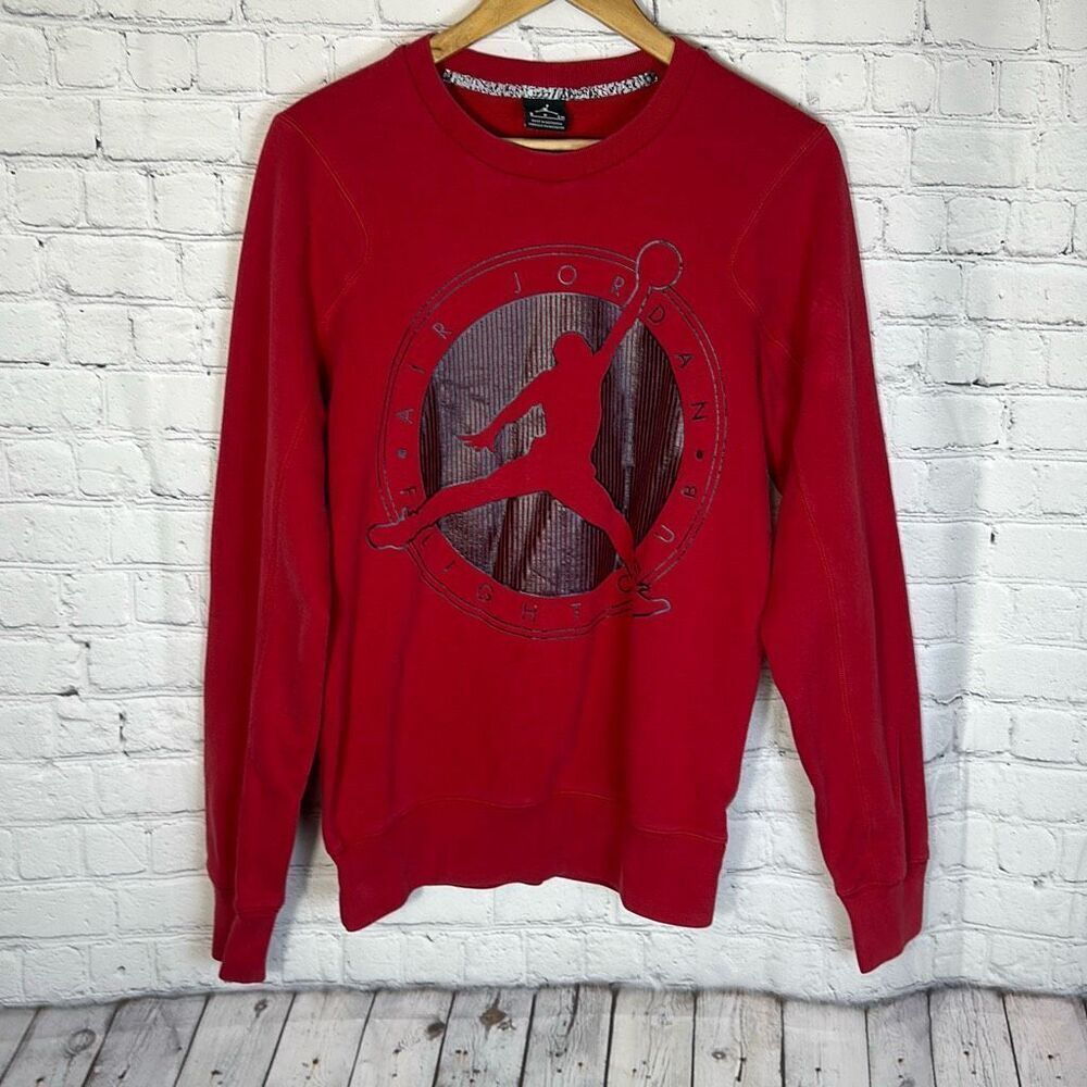 Air Jordan Flight Club Sweatshirt Shirt Red Black Size S Small